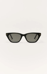 Z Supply Women's Midnite Polarized Sunglasses in Polished Black - Grey front view