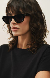 Z Supply Women's Midnite Polarized Sunglasses in Polished Black - Grey Polarized