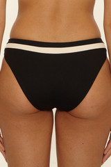 The Becca Women's Coast Line Hipster Bikini Bottoms in Black and Tan