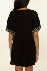 Becca Barbados N-Neck Tunic Black and Tan front view
