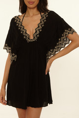 Becca Barbados N-Neck Tunic Black and Tan back view