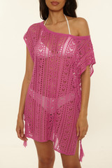 Becca Women's Boho Bliss Sheer Tunic Rose Berry layered view