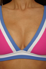 The Becca Women's Coast Line Plunge Triangle Bikini Top in Rose Berry