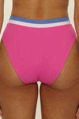 The Becca Women’s Coast Line High Waist Bikini Bottoms in Rose Berry