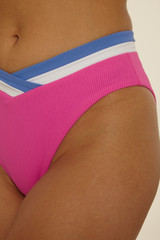 The Becca Women’s Coast Line High Waist Bikini Bottoms in Rose Berry