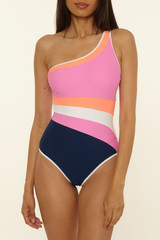 The BCA By Rebecca Virtue Women's Gigi Asymmetrical One-Piece Swimsuit in Navy