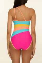 BCA By Rebecca Virtue Gigi Asymmetrical One-Piece Swimsuit Fizz Pink back view