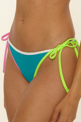 The BCA By Rebecca Virtue Women's Block Party Side Tie Bikini Bottoms in Gulf