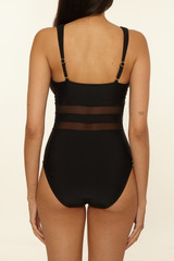 BCA By Rebecca Virtue Sheer Edge Mesh One-Piece Swimsuit Black back