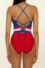 BCA By Rebecca Virtue Women's Sail Away One-Piece Swimsuit in Sea Blue fit view