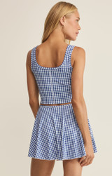 Z Supply Women's Check Yourself Top in True Navy front view