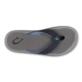 The Olukai Men's Ulele Sandals in Blue Depth and Charcoal