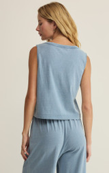 Z Supply Women's Sloane Jersey Denim Tank Top Ocean Air Indigo side view