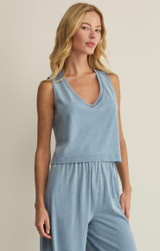 Z Supply Women's Sloane Jersey Denim Tank Top in Ocean Air Indigo