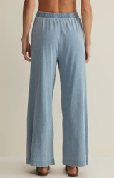 Z Supply Women's Scout Jersey Denim Wide Leg Pants in Ocean Air Indigo