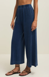 Z Supply Women's Scout Jersey Denim Wide Leg Pants in Indigo