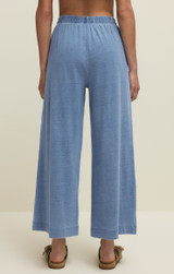 Z Supply Women's Scout Jersey Denim Wide Leg Pants in Santorini Indigo