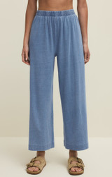 Z Supply Women's Scout Jersey Denim Wide Leg Pants in Santorini Indigo