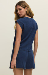 Z Supply Women's Scout Jersey Denim Shorts in Indigo