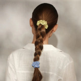 Kitsch Ruched Satin Scrunchies Coastal Cottage model detail