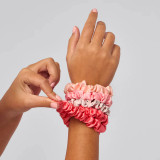 Kitsch Ruched Satin Scrunchies in Cherry Blossom