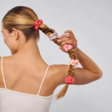 Kitsch Ruched Satin Scrunchies in Cherry Blossom