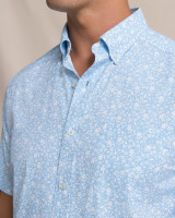 Southern Tide Men's Garden Blooms Coastal Breeze Sport Shirt in Tide Blue side view