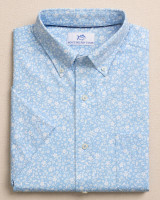 Southern Tide Men's Garden Blooms Coastal Breeze Sport Shirt in Tide Blue flat lay