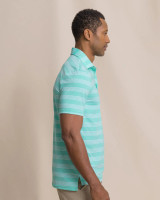 The Southern Tide Men's Dune Crest Stripe Coastal Breeze Polo in the Florida Keys Colorway