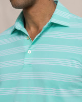 The Southern Tide Men's Dune Crest Stripe Coastal Breeze Polo in the Florida Keys Colorway