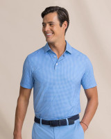 The Southern Tide Men's Driver Island View Gingham Polo in Blue Stripes