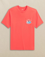 The Southern Tide Men's Marlin Deep Sea Fishing Tee in Sunset Coral
