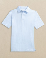 The Southern Tide Boys' Driver Gingham Printed Performance Polo in True Blue