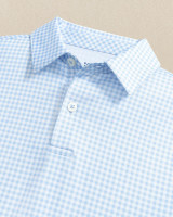 The Southern Tide Boys' Driver Gingham Printed Performance Polo in True Blue