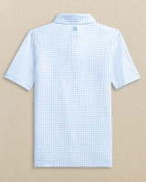 The Southern Tide Boys' Driver Gingham Printed Performance Polo in True Blue