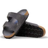 Birkenstock Arizona Soft Footbed Sandals in Charcoal Suede sole view