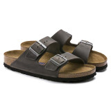 The Birkenstock Men's Arizona Soft Footbed Sandals in Iron Oiled Leather