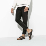Birkenstock Arizona Soft Footbed Sandals in Iron Oiled Leather lifestyle view