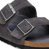 Birkenstock Arizona Soft Footbed Sandals in Charcoal Suede detail view