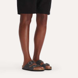 The Birkenstock Men's Arizona Soft Footbed Sandals in Charcoal Suede