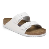 Birkenstock Arizona Soft Footbed Sandals White Leather front view