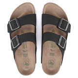 The Birkenstock Women's Arizona Vegan Sandals in Black Biribuck