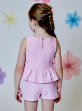 Design History Girls' Seersucker Peplum Tank Top