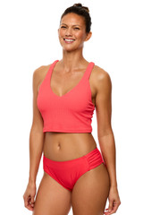 Next Women's Kinetic Crop Bikini Top in Neo-Red detail view