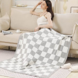 Checkered Reversible Throw Blanket in Grey and White full view