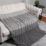 Color-Gradient Knit Throw Blanket in Grey