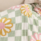 Floral Checkered Throw Blanket multi-color detail shot