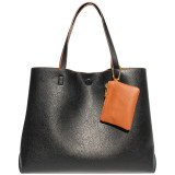 2-in-1 Simple Tote Bag & Coin Purse Set in Black