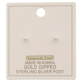 Gold Dipped Swarovski Pearl Bead Earrings studs front view