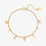 Pura Vida Love Charms Chain Bracelet gold-tone wrist view
